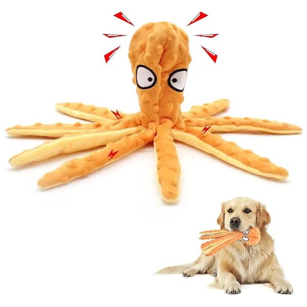 Soft Plush Octopus Squeaky Toy with No Stuffing for Safe and Fun Chewing for Dogs