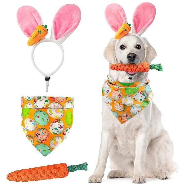 Soft Plush Pet Headband Easter Bunny Ears Costume Set for Small Dogs and Puppies