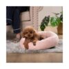 Soft Polyester Dog Bed for Small Dogs and Puppies Machine Washable Anti Slip Pink