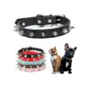 Soft Pu Leather Studded Dog Collar with Adjustable Size S Fit for Small Puppies