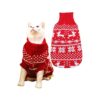 Soft Red Reindeer Sweater for Small Dogs and Cats with Snow Pattern