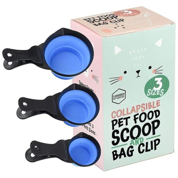 Soft Rubber Pet Food Measuring Cups with Bag Clips for Accurate Pet Portioning