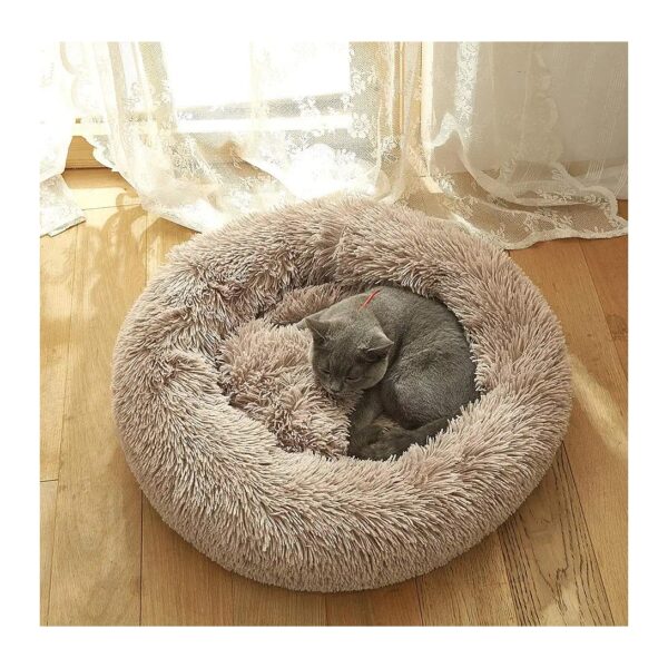 Soft Shaggy Plush Faux Fur Round Pet Dog Bed for Small Dogs and Cats