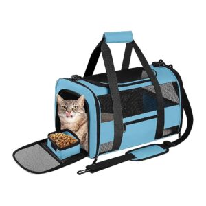 Soft-Sided Collapsible Pet Carrier for Cats and Small Dogs, 25 Lbs Weight Limit, Blue