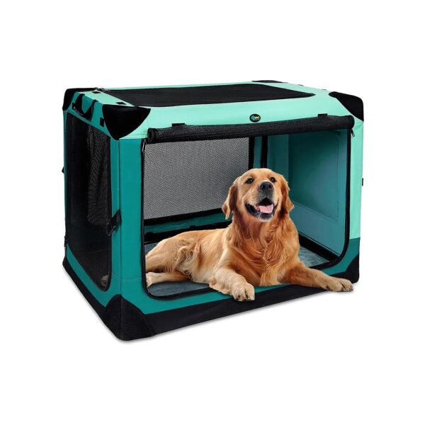 Soft-Sided Dog Crate with Steel Frame, Oxford Cloth, and Double-Sided Mat for Large Dogs