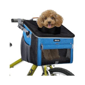 Soft-Sided Pet Bike Carrier for Small Dogs and Cats with Breathable Mesh Windows - Blue