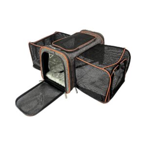 Soft Sided Pet Carrier with Premium Self Locking Zippers and Plush Faux Fleece Bedding