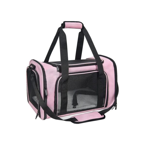 Soft-Sided TSA Airline Approved Collapsible Pet Carrier for Small Medium Cats Dogs Pink