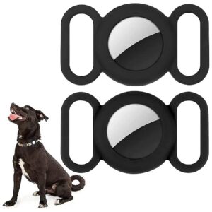 Soft Silicone Waterproof AirTag Case for GPS Tracking Dog Collar Accessory - Black