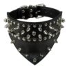 Soft Spiked Leather Dog Collar in Black for Dalmatian Pit Bull Terrier