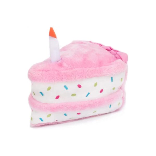 Soft Squeaky Cake Toy for Pet Birthday Parties with Noisemakers and Stuffed with Filling