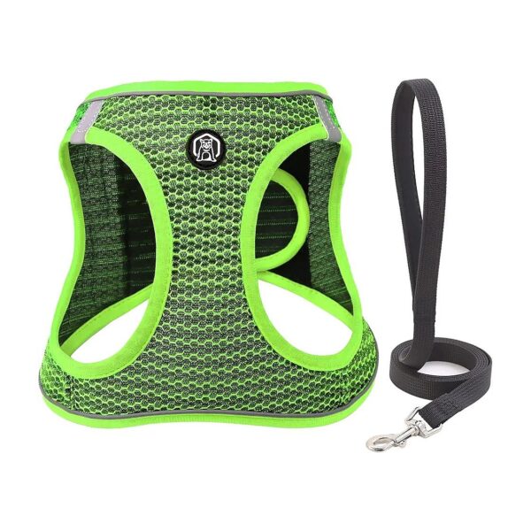 Soft Step Green Nylon Dog Harness Vest for Small Medium Dogs No Pull Easy Walk Reflective