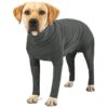 Soft Stretchy Grey Dog Pajamas with Legs for Post Surgery Recovery Anti Shedding Suit