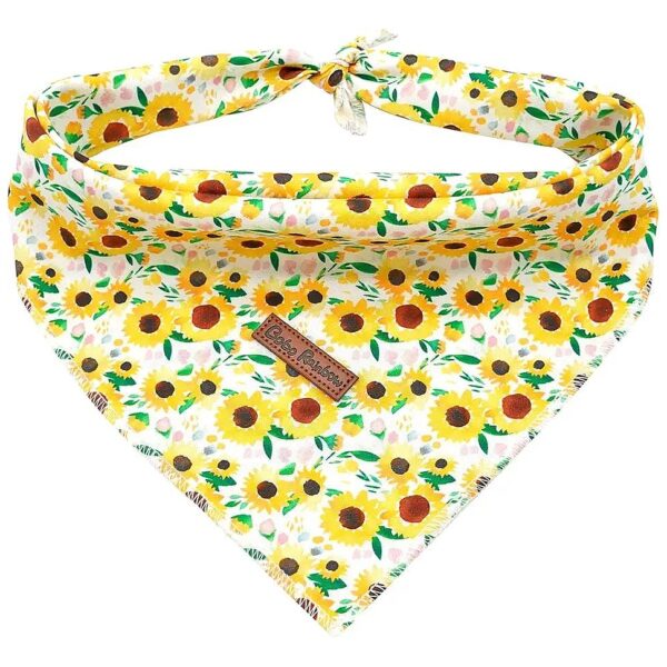 Soft Sunflower Dog Bandana for Small Medium Large Dogs, Adjustable and Washable