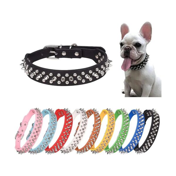 Soft Synthetic Leather Spiked Dog Collars for Small to Large Dogs and Cats