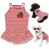 Soft Textured Pet Clothing for Small Dogs and Cats with Cute Red Striped Skirt