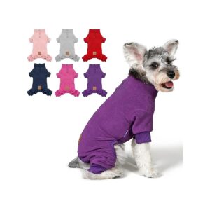 Soft Thermal Fleece Dog Pajamas for Small Dogs Winter Coat Jumpsuit Apparel Purple