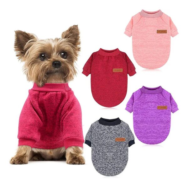 Soft Thickening Warm Small Dog Sweaters 4-Pack for Dogs and Cats in Various Colors