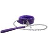 Soft Touch Textured Nylon Stitch Collar with Love Lock and Chain Leash for Women Pets