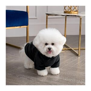 Soft Velour Hoodie with Bling for Small Breed Dogs and Cats in Black