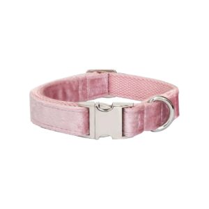 Soft Velvet Dog Collar, Durable Chrome Hardware, Suitable for Small to Large Dogs