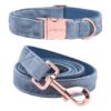 Soft Velvet Dog Collar and Leash Set for Medium Dogs with Adjustable Collars