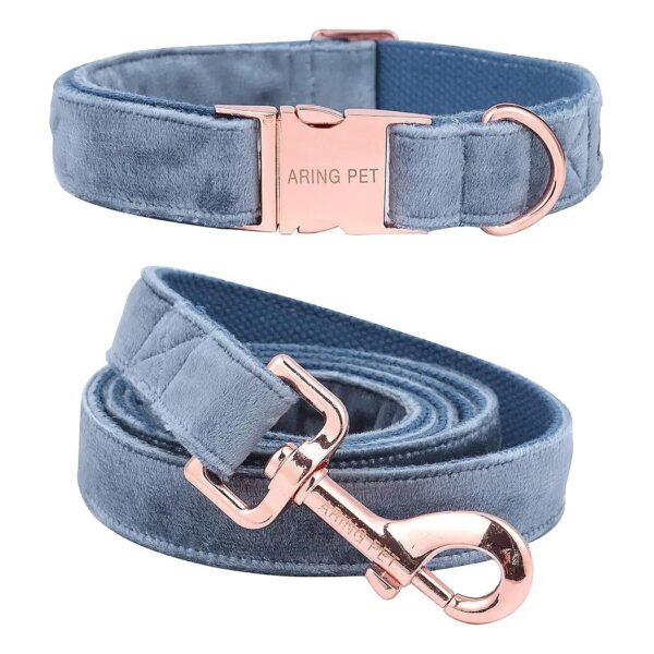 Soft Velvet Dog Collar and Leash Set for Medium Dogs with Adjustable Collars