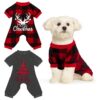 Soft Warm Christmas Dog Pajamas for Small Dogs with Plaid Patterns