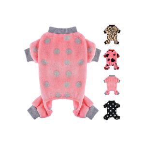 Soft Warm Dog Sweaters for Small Gou Puppies and Cats with Polka Dot Pink Color