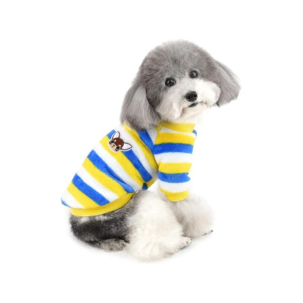 Soft Warm Fleece Dog Sweater for Small Breed Pets, Fashionable Striped Pattern