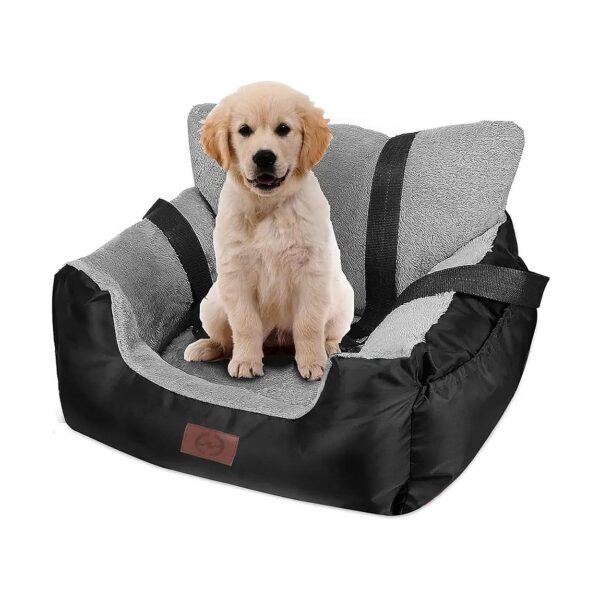 Soft Warm Pet Car Seat with Storage for Small Dogs Portable Car Travel Booster Seat