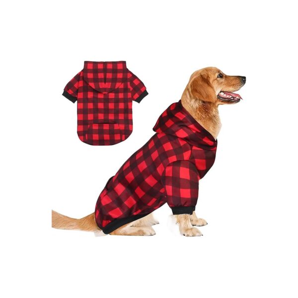 Soft Warm Polyester Dog Sweater Hoodie Coat X-Large Plaid Pattern Comfortable Easy Care