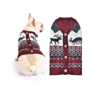 Soft Warm Red Elk Christmas Sweater for Small Dogs Cat Puppy Knit Outfits