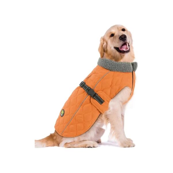 Soft Warm and Windproof Orange Dog Coat for Small Medium Large Breed Dogs Winter Wear