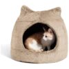 Soft Wheat Foam Pet Igloo Bed for Small Cats and Dogs with Removable Fleece Cover