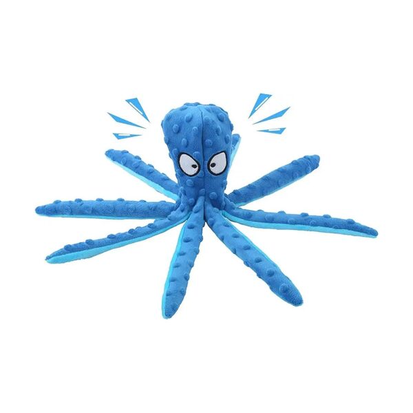 Soft Whimsical Octopus Dog Toy for Small Medium Size Dogs with Crinkle Squeaker Sounds