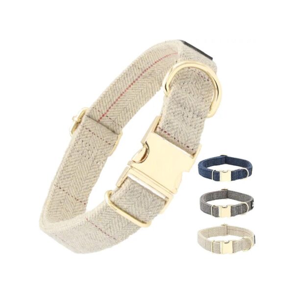 Soft Wool Dog Collar with Gold Buckle for Sensitive Dogs