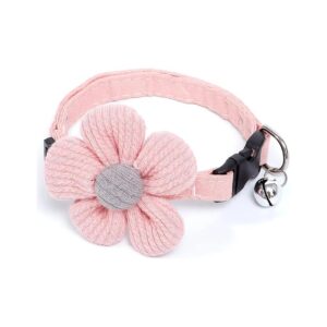 Soft and Adjustable Cat Collar with Daisy Pattern and Bell Pendant for Small Pets