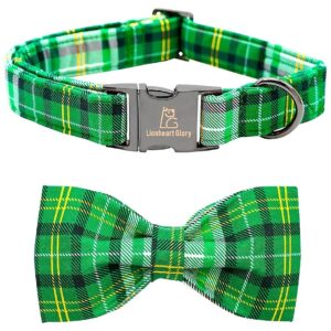 Soft and Adjustable Dog Collar with Green Plaid Pattern for Medium Dogs