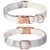 Soft and Adjustable Dog Collar with Rose Gold Metal Buckle and Removable Bow Tie