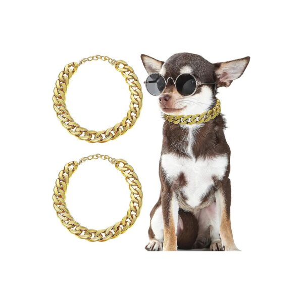 Soft and Adjustable Gold Dog Link Chain Necklace for Dogs with ABS Material