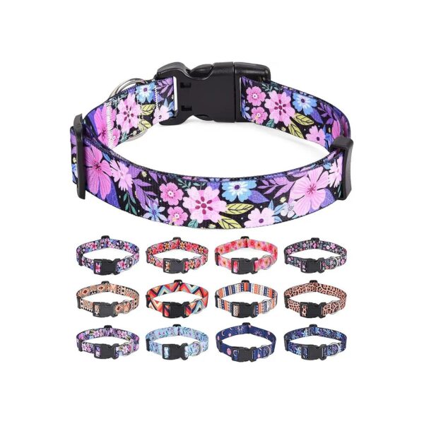 Soft and Adjustable Pet Collars with Unique Floral Patterns for Small to Large Dogs