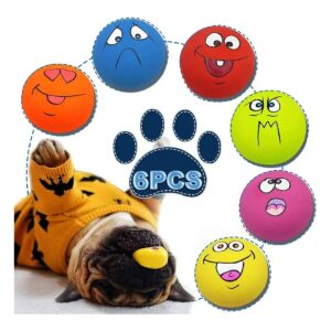 Soft and Bouncy 6PCS Latex Dog Squeak Chewing Ball Toys for Small Medium Pets