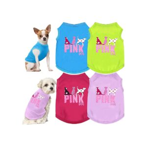 Soft and Breathable 4-Pack Dog Shirt Vest for Small Dogs and Cats - Daily Wear and Travel