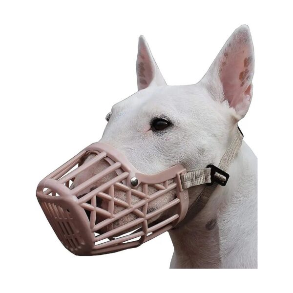 Soft and Breathable Beige Plastic Dog Basket Muzzle for Small and Medium Breeds