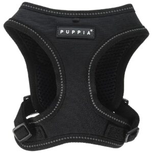 Soft and Breathable Black Nylon Pet Harness with Reflective Trimming for Small Puppies