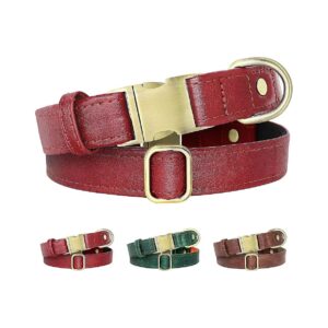 Soft and Breathable Leather Dog Collar for Small Medium Large Dogs Red S