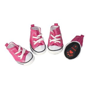 Soft and Breathable Pink Canvas Dog Sport Shoes for Pet Paws