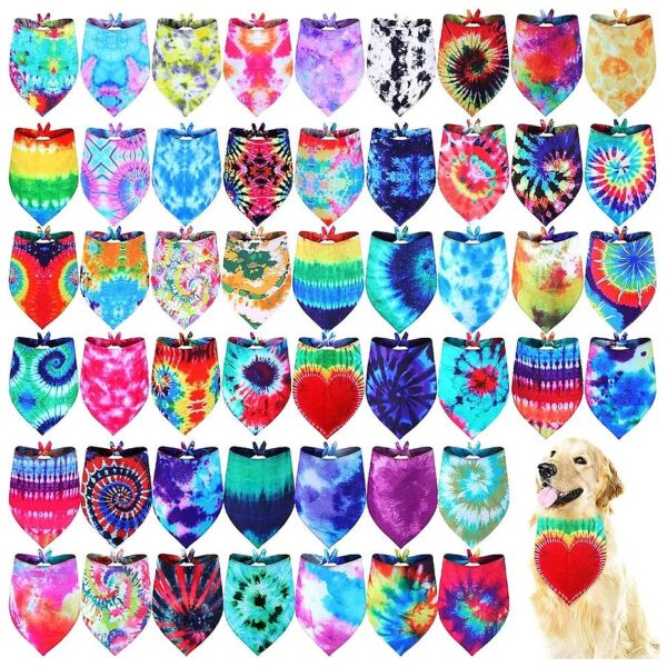 Soft and Breathable Tie Dye Dog Bandanas for Summer Wear and Pet Birthday Parties