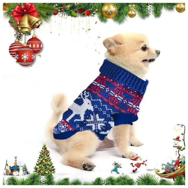 Soft and Comfortable Elk Reindeer Pattern Christmas Dog Sweater for Puppy Clothes